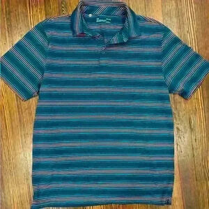 Men’s Under Armour Green Striped Heat Gear Polo Sz Large